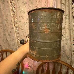 Vintage Metal Flour Sifter with Hand Crank